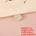 Blue glass shell pendant with gold dots and jump rings, 24mm diy jewelry charm - Light Green Double Hole (Gold Color Ring)