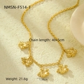 Detailed view of gold flower necklace with 40+5cm length and 21.6g weight specs - Gold Floral Cluster (NMSN-F514-1)