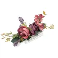 Bohemian hair comb with dark red roses, purple berries and realistic green leaves - FS32-2 Dark Red
