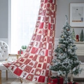 Christmas themed semi-shading curtain with red plaid hearts and tassels in festive room - 150*260cm / Buttons + Beige Patchwork (Rod Pocket)