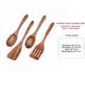 4-piece acacia wood kitchen utensil set including spatulas, salad spoon and fork - Mangium Wood 4-Piece Set / Approx. 360g
