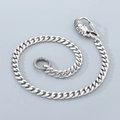 Detail shot of silver titanium steel street style jeans chain with buddha head carabiner - 16" / Buddha Head Clasp