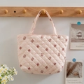 Borsa tote trapuntata rosa chiaro con orsetti per studentesse e pendolari quotidiani - Orso