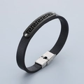 Bracelet pour homme en cuir noir avec motif grec sur plaque en acier inoxydable - 19cm / Style A Clé Grecque-Noir(KB186176-JZ)