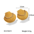 18k goud vergulde roestvrijstalen schelpoorbellen met witte strasstenen - Strass Sint-jakobsschelp Stijl (HC-E10211)