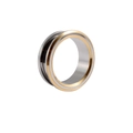 Two-tone gold and silver stainless steel ear gauge expander with hollow design - 6mm / Three-Layer Gold Silver - Pulley Style