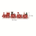 Tren navideño de madera rojo y blanco con muñecos de nieve y figuras de ositos - Rojo
