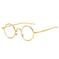 Occhiali da sole retro punk con montatura rotonda dorata e aste a goccia traforate - Montatura Oro Anti-Luce Blu C6