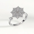 Silver S925 adjustable anxiety spinner ring with snowflake zircon star in white background - Adjustable Open / White Gold Octagram (NJ1045)