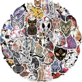 Set van 50 schattige kattenstickers in Japanse stijl voor laptops en waterflessen - Kattenstickers Set