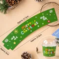 Christmas paper cup sleeve with star pattern and Merry Christmas text in green - 10 Pieces / Cup Sleeve English Merry Christmas Green