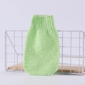 Light green exfoliating bath glove with scrub texture on a white display stand - Single Loose Pack (Full Wrap Style) / Green