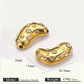 Goldener bohnenförmiger Edelstahl-Anhänger mit weißen Strasssteinen für DIY-Schmuck - Weißer Kristall