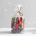 Weihnachtsbaum-Deko-Set mit Tannenzapfen, roten Beeren und Holzornamenten - Stil C (Mit Holzstücken/Roter Stern)