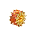 18K vergoldete Kupfer-Fassperle mit orangefarbenen Kristallen für DIY-Schmuckherstellung - Gold Orange Zirkonia