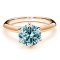 Elegant six-prong S925 sterling silver ring with brilliant round cut blue moissanite stone - Size 5 / 1 ct / Blue