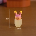 Miniature pink rabbit figurine for micro landscape decor, 5cm height desktop ornament - No. 14 Rabbit Ears