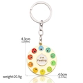 Rainbow mood wheel keychain with adjustable feelings dial and 10 colorful icons - Mood Expression Turntable (K00741)