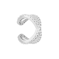 Silver criss-cross ear cuff featuring clear pavé-set cubic zirconia in a modern minimalist style - Double Layer Cross Pave / Silver