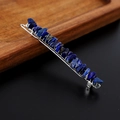 Fermaglio per capelli in metallo argento con pietre di cristallo naturale blu scuro - Lapislazzuli con clip d'argento