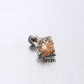 Orecchino a perno 6mm zircone champagne a artiglio di drago con base piatta a vite argento - Barra Interna in Acciaio al Titanio (6mm, Filettatura 1.0) / Champagne-6mm (A61-11)