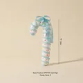 Christmas candy cane ornament in white foam with light blue ribbons and colorful beads - #3 Small Blue Candy Cane
