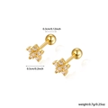 Golden flower 925 silver stud earrings with zircon inlay and bead screw back design - Gold Flower Style (KE22305)