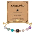 Adjustable Sagittarius zodiac bracelet with blue sand stone and colorful beads on card - Sagittarius