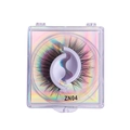 Cils en grappe naturels ZN04 dans une boîte avec fond holographique brillant - Style Croisé Épais (ZN04)