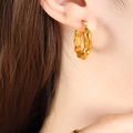 Retro bamboo texture hoop earrings in 18K gold plated titanium steel finish - Gold Earrings / Gold