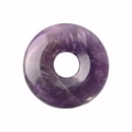 Natural purple amethyst stone donut pendant with polished surface and inner hole - Purple Crystal