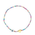 Pulsera de cuentas coloridas de mal de ojo con cuentas multicolor y un corazón de oro - Mal de Ojo Color Caramelo