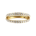 Gold-plated triple-layered segment hoop ring featuring sparkling white cubic zirconia stones - #3-Double Row Parallel Zirconia / 1.2*8mm / Gold