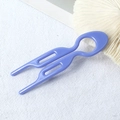 Detail view of a bright purple U-shaped hair fork on a white textured background - 9cm Fishtail Double Fork - Purple-blue / 9cm U Plug