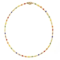 Handmade colorful beaded sweater necklace with gold tube beads and lobster clasp - SL1363-Rainbow