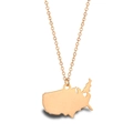 Golden minimalist USA map pendant necklace with a delicate hollow heart accent - North America USA - Rose Gold