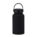 650ml matte black vacuum insulated stainless steel sports bottle with portable handle - Black