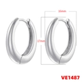 Detailed dimensions of 16mm x 17mm silver plated oval hoop earrings for women - 17mm / White Gold