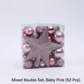 52-piece baby pink Christmas ball ornaments set with matte, glossy, and glitter finishes - Mixed Style / 52 Pieces/Pack / Pink