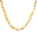 Collar de cadena Franco de acero de titanio dorado con placa rectangular y cierre de langosta - Pulsera 20CM / Dorado