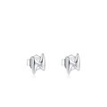 Minimalist S925 sterling silver stud earrings with unique lightning bolt geometric shape - Flash Style (RHE594S)