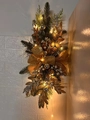 Weihnachts-Tränengirlande mit goldener Schleife und warmen LED-Lichtern für die Wand - OPP-Beutel / Leuchtend / Gold