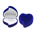 Elegant silver diamond ring displayed in a premium blue heart-shaped velvet gift box - White / Heart Flower Skewed Single Ring / Blue