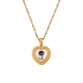 Collier cœur en acier inoxydable plaqué or 18K avec nacre et fleur d'octobre - Or-Octobre