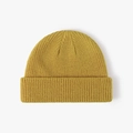 Classic mustard yellow ribbed knit beanie for winter warmth with wide folded cuff - One Size / Ginger Yellow