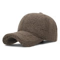 Winter lamb wool baseball cap in dark brown featuring a warm fleece texture - Adjustable / Light Coffee