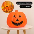 Halloween Kürbis-Lampe in Orange (32x26cm) mit klassischem Gesicht und Dauerlicht-Modus - 32*26cm / Dauerlicht