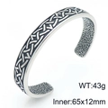 Viking style silver stainless steel open bangle with Celtic knot relief and 43g weight - Vintage Celtic Knot Silver Woven Style (KB207554-MZOZ)