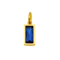 Rectangle golden pendant featuring a faceted deep blue birthstone in minimalist style - September Gold (Deep Blue Zirconia)