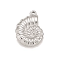 Polished silver stainless steel nautilus shell pendant charm for DIY jewelry making - Silver